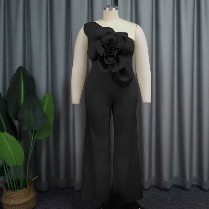 Damen Eleganter Jumpsuit mit floralem Schulterdetail Echo Archiv