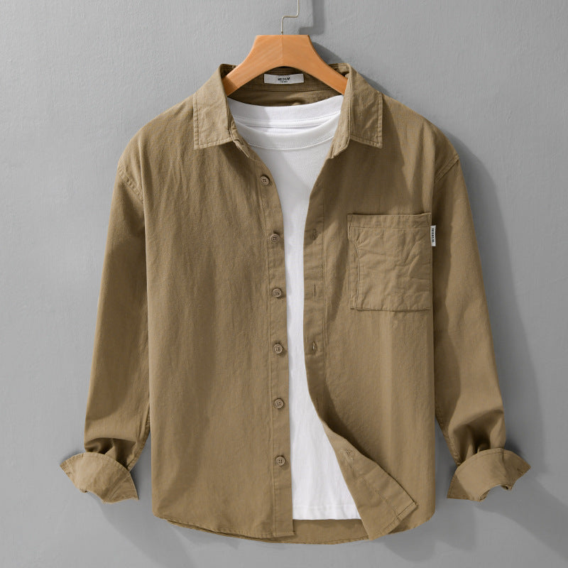 Herren Casual-Hemdjacke aus leichtem Baumwoll-Twill mit aufgesetzter Brusttasche und entspannter Passform Echoarchiv