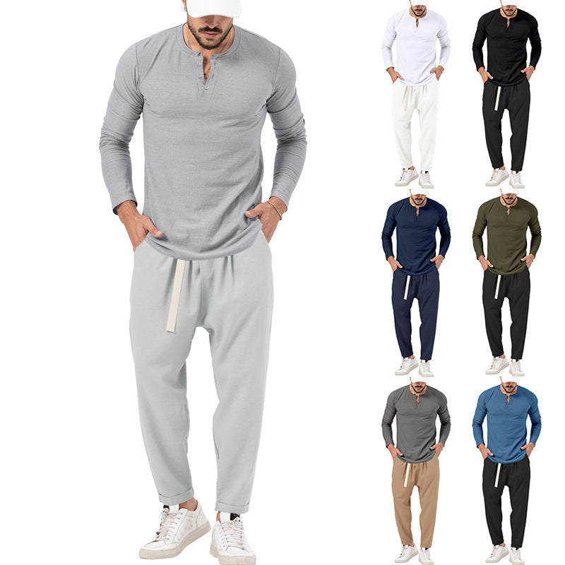 Herren Bequeme Jogginghose mit modischen Details und lässigem langarm Shirt Echoarchiv