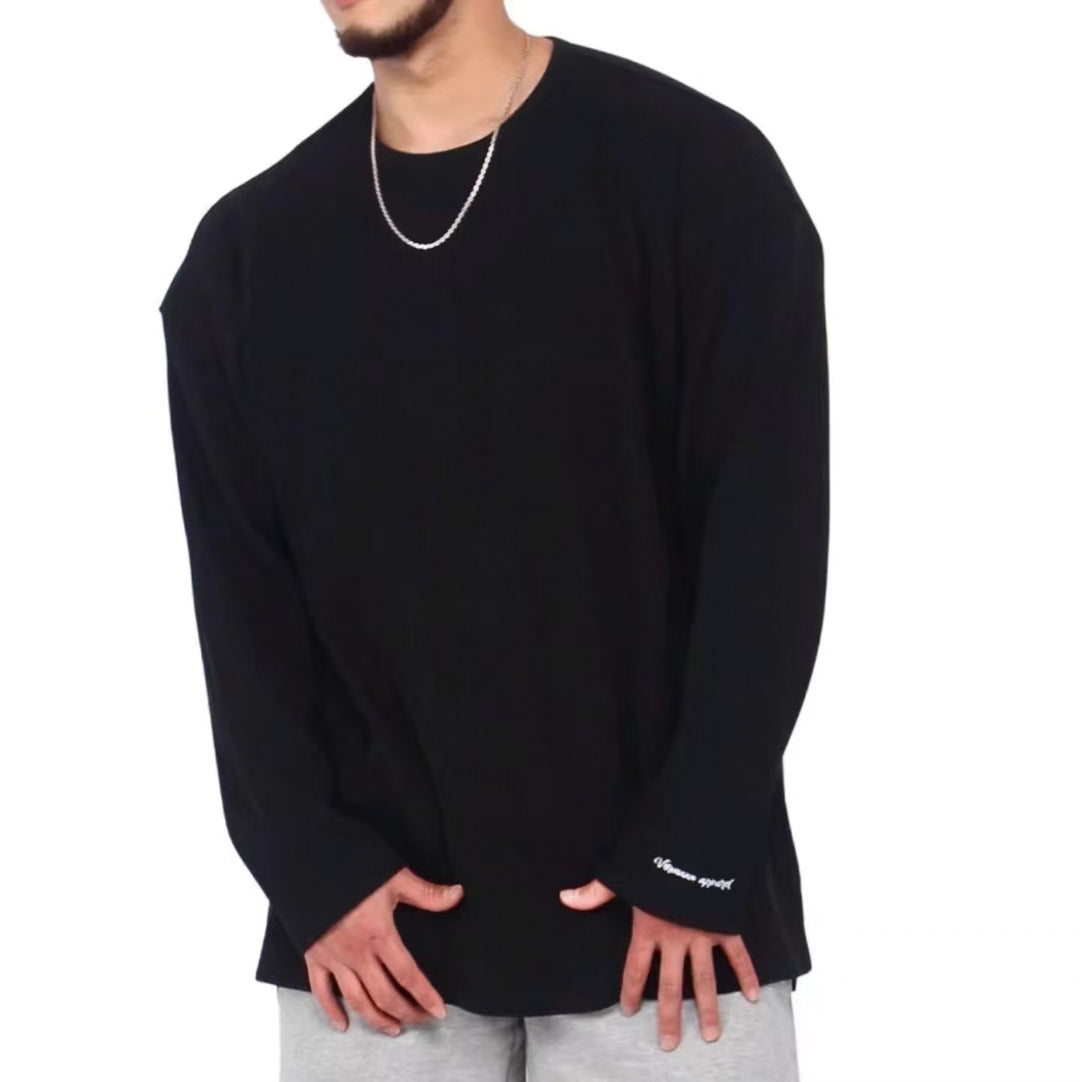 Herren lässiges Langarmshirt mit feinem Rippdesign Echoarchiv
