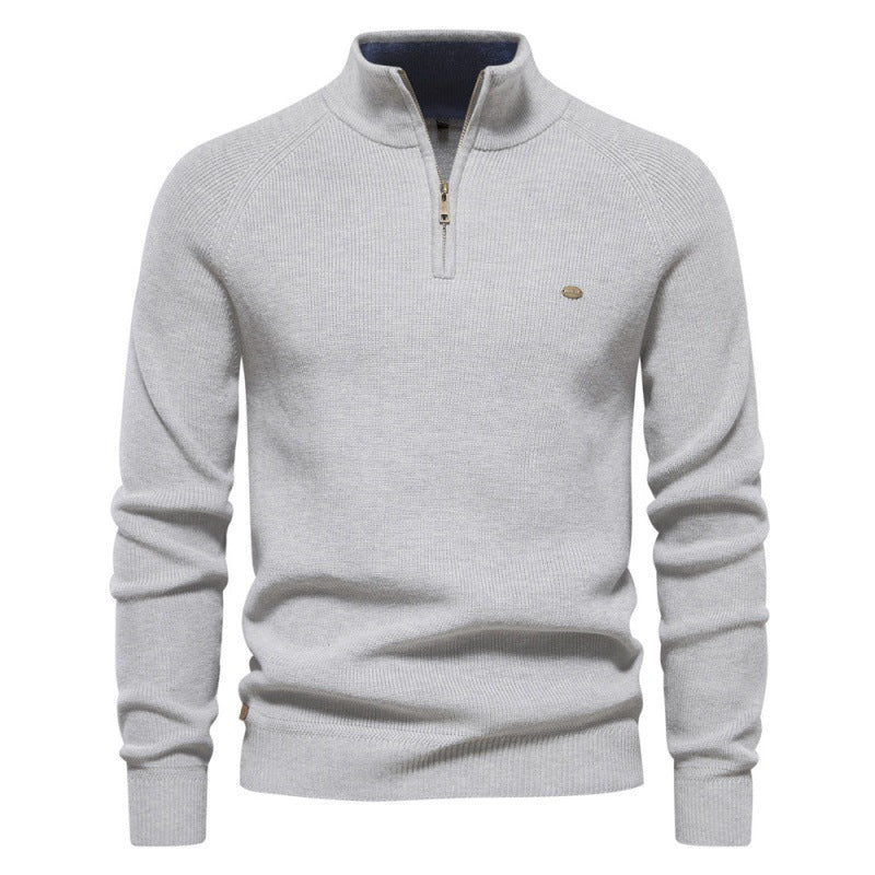 Herren Strickpullover mit halbem Reißverschluss und sportlichen Details Echoarchiv
