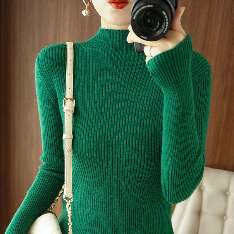 Damen Körperbetonter Rippenstrick-Rollkragenpullover mit Stretch-Effekt Echoarchiv