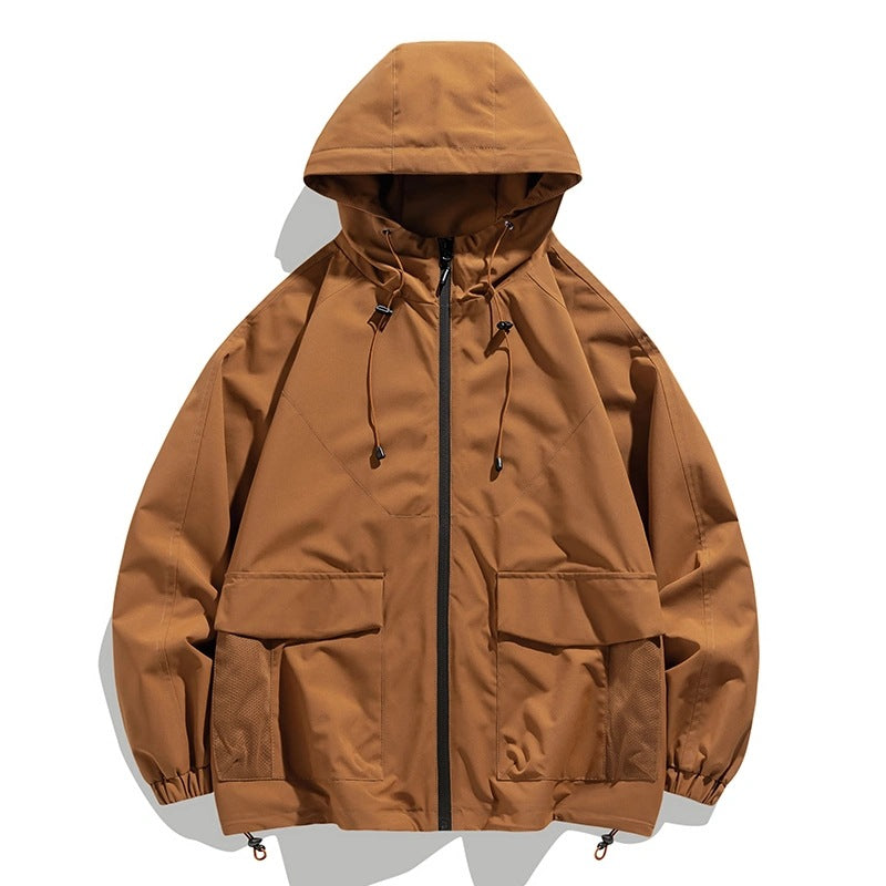 Herren Oversize Utility-Softshelljacke mit Kapuze, aufgesetzten Taschen & verstellbarem Saum Echo Archiv