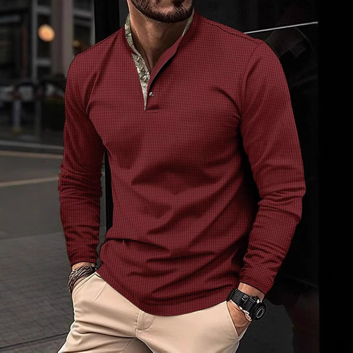 Herren Langarmshirt mit grafischem Kragen Echoarchiv