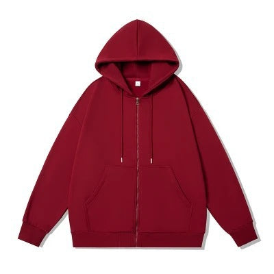 Unisex oversized Kapuzenjacke mit ausladendem Schulterschnitt, durchgehendem Reißverschluss und French-Terry Echo Archiv