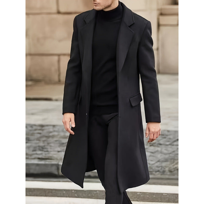 Herren eleganter Langmantel mit strukturiertem Design Echoarchiv