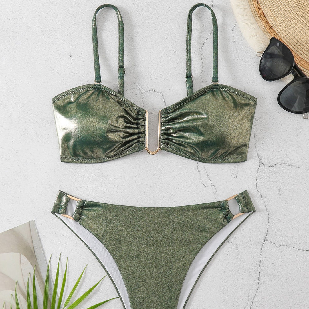 Damen Glänzender zwei-teiliger Bikini mit eleganter Verzierung Echo Archiv