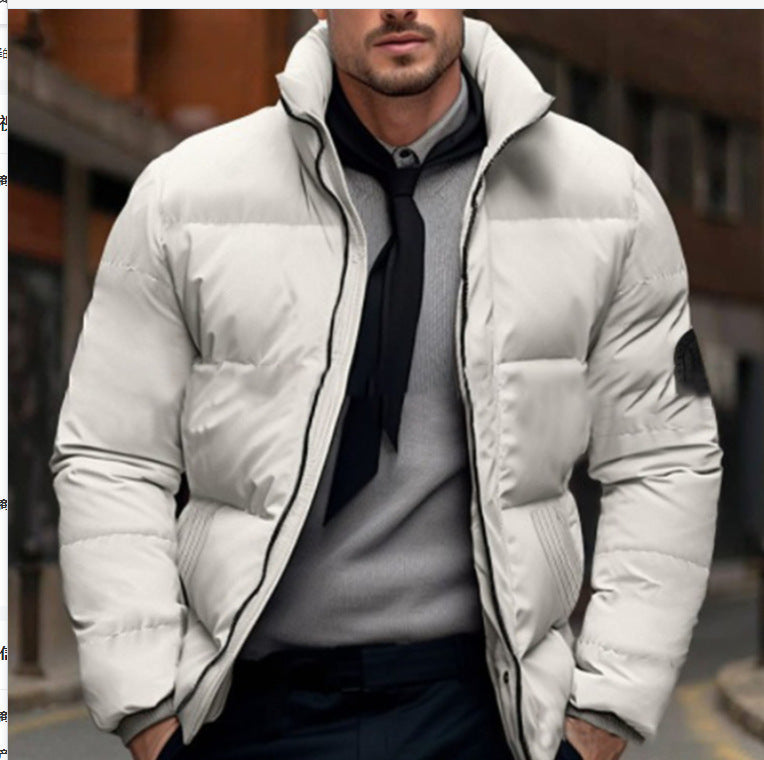 Herren gesteppte Winterjacke mit hohem Kragen und individuell anpassbarem Verschluss Echoarchiv