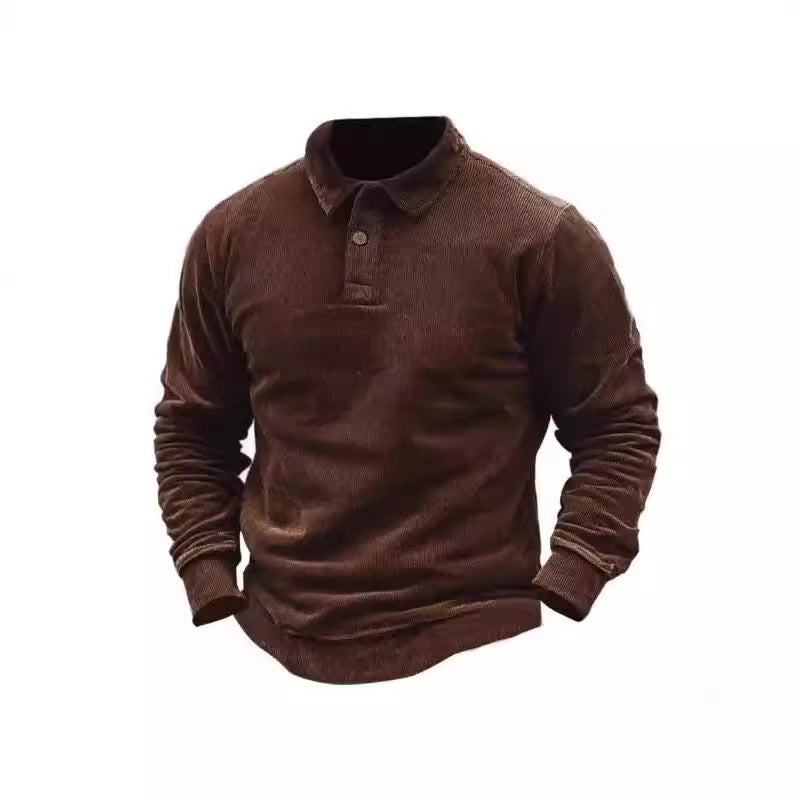 Herren Cord-Polohemd mit Knopfleiste und klassischem Kragen Echoarchiv
