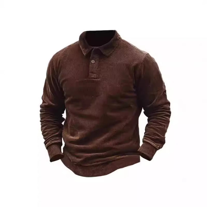 Herren Cord-Polohemd mit Knopfleiste und klassischem Kragen Echoarchiv