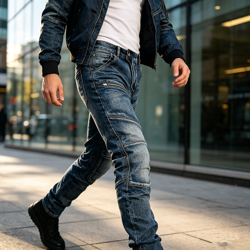 Herren Modische Jeans mit Reißverschluss-Details Echoarchiv