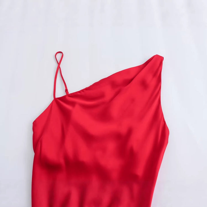 Damen elegantes Spaghetti-Trägerkleid mit fließendem Schnitt und verführerischer Drapierung Echo Archiv
