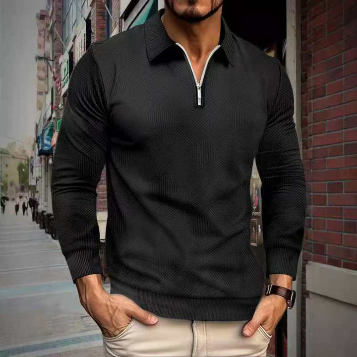 Herren Fleece-Pullover mit hohem Kragen und innovativem Strukturdesign Echoarchiv