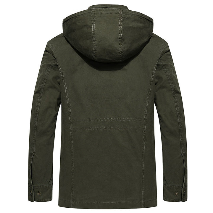 Herren Feldjacke im Utility Stil mit Kapuze Canvas Außenmaterial und Mehrfachtaschen – Taviero