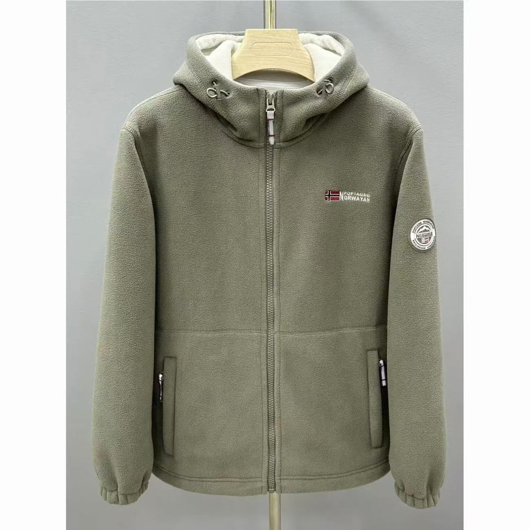 Herren Warme Fleece-Kapuzenjacke mit Sherpa-Futter, Windschutz & Reißverschlusstaschen Echo Archiv