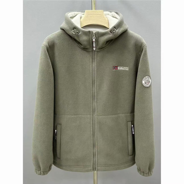 Herren Warme Fleece-Kapuzenjacke mit Sherpa-Futter, Windschutz & Reißverschlusstaschen Echo Archiv