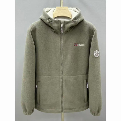 Herren Warme Fleece-Kapuzenjacke mit Sherpa-Futter, Windschutz & Reißverschlusstaschen Echo Archiv