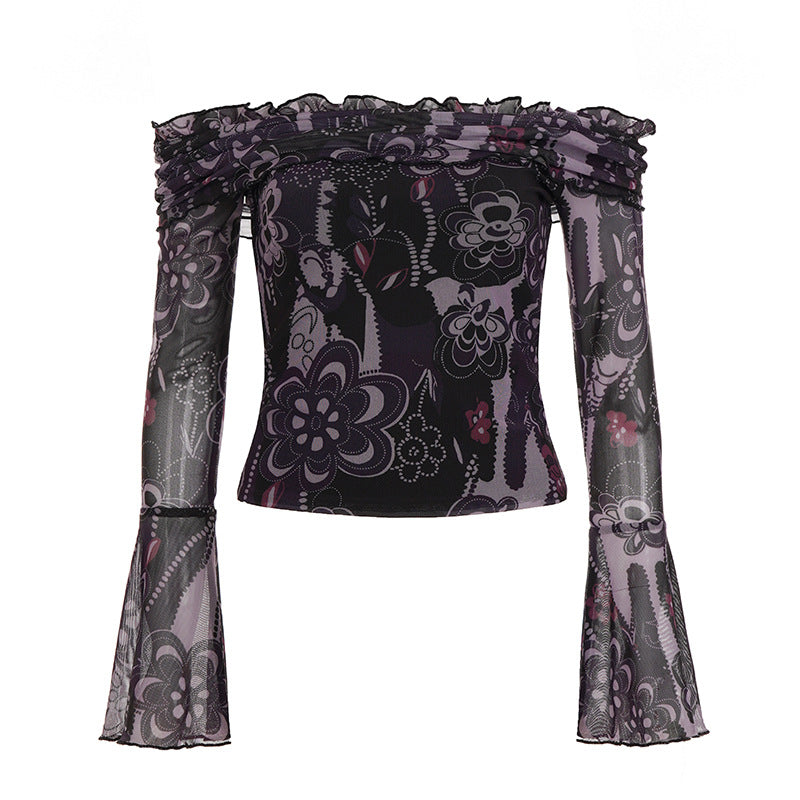 Damen Off-Shoulder Bluse mit eleganten Rüschendetails und weiten Ärmeln Echo Archiv
