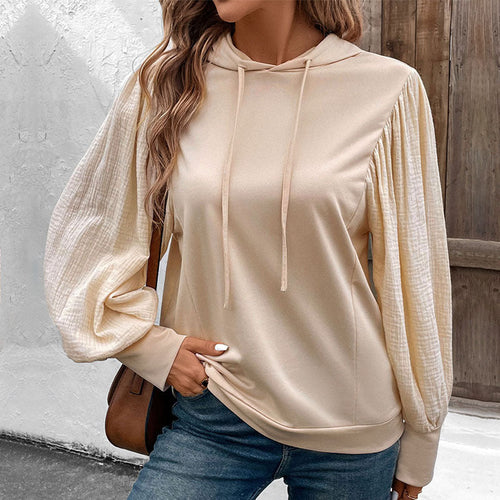 Damen Kapuzenpullover mit Ballonärmeln und Musselin-Einsatz Echoarchiv
