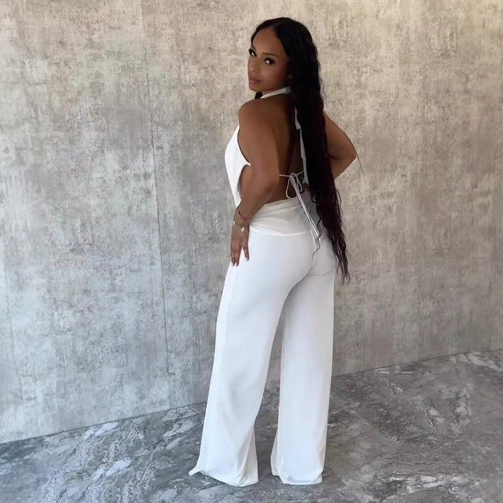 Damen Jumpsuit mit elegantem Wickeldetail und weiten Beinpartien Echo Archiv