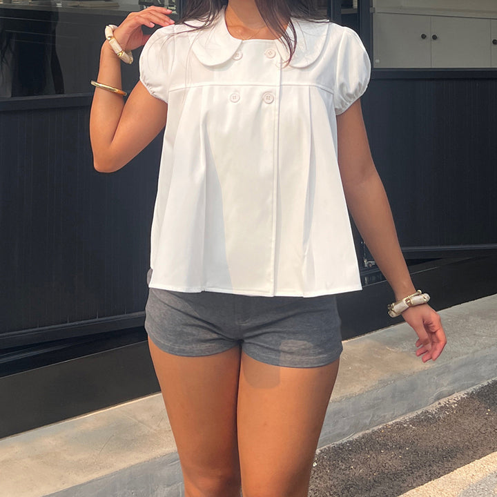 Damen Bluse mit raffinierter Knopfleiste und verspielten Puffärmeln Echo Archiv