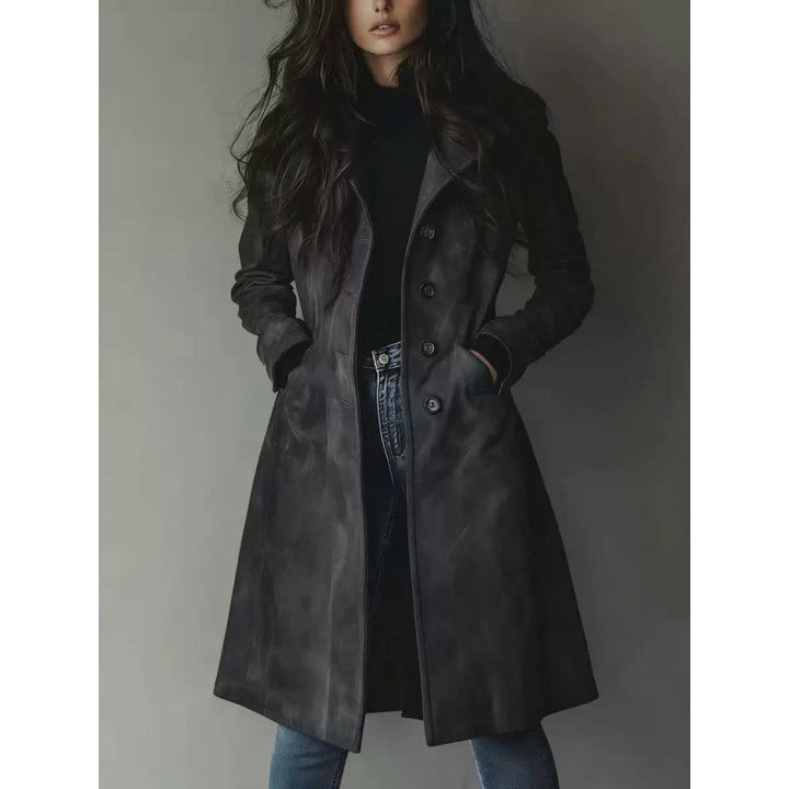 Damen Longline Wollmix-Mantel mit tailliertem Schnitt, Reverskragen und Pattentaschen – Montévia