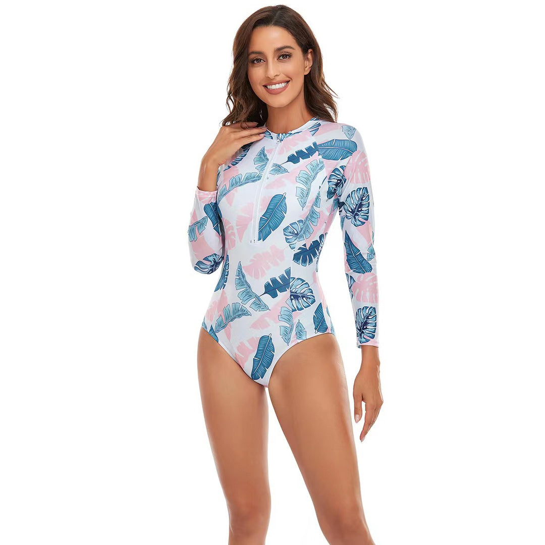 Damen Sportlicher Kurzarm Badeanzug mit trendigem Floral-Muster Echo Archiv