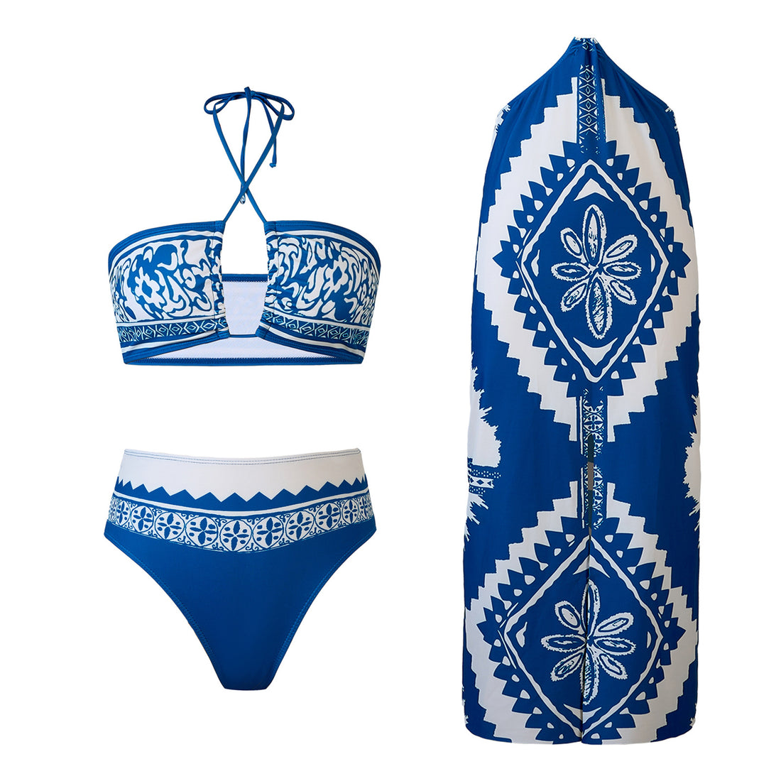 Damen Bikini-Set mit Bandeau-Oberteil und passendem Pareo – Maréssa