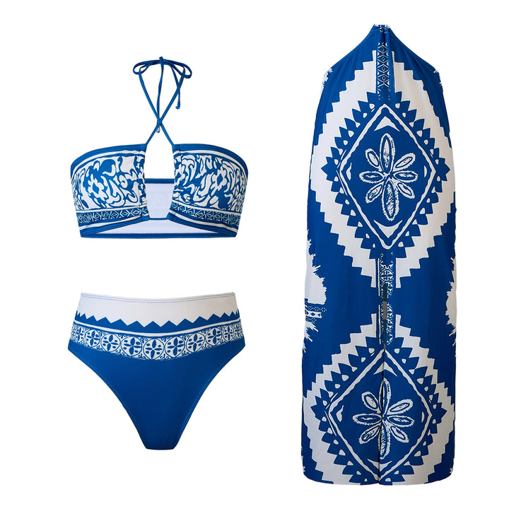 Damen Bikini-Set mit Bandeau-Oberteil und passendem Pareo Echo Archiv