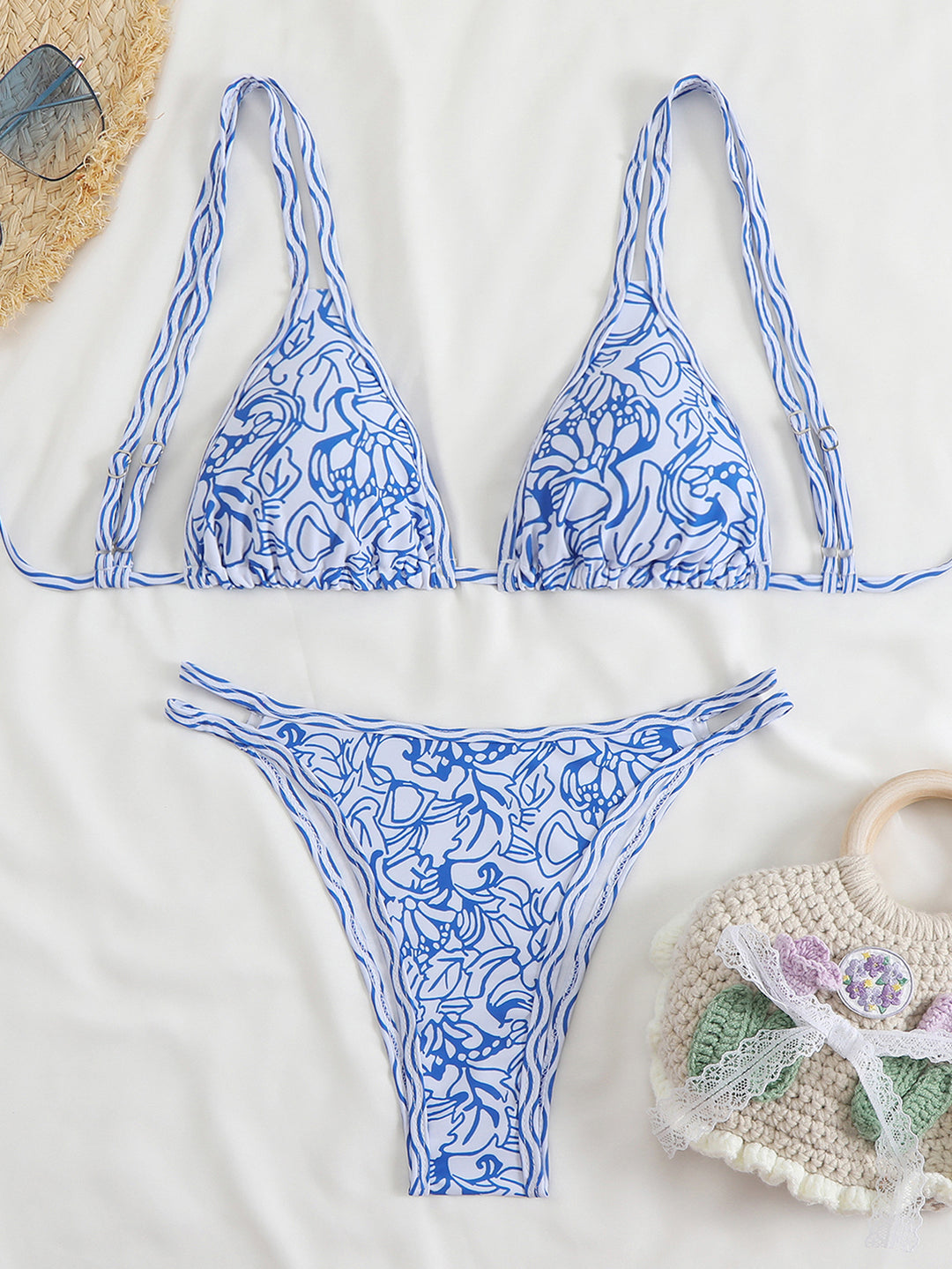 Damen Triangel-Bikini-Set mit lebhaftem Strandmotiv Echo Archiv