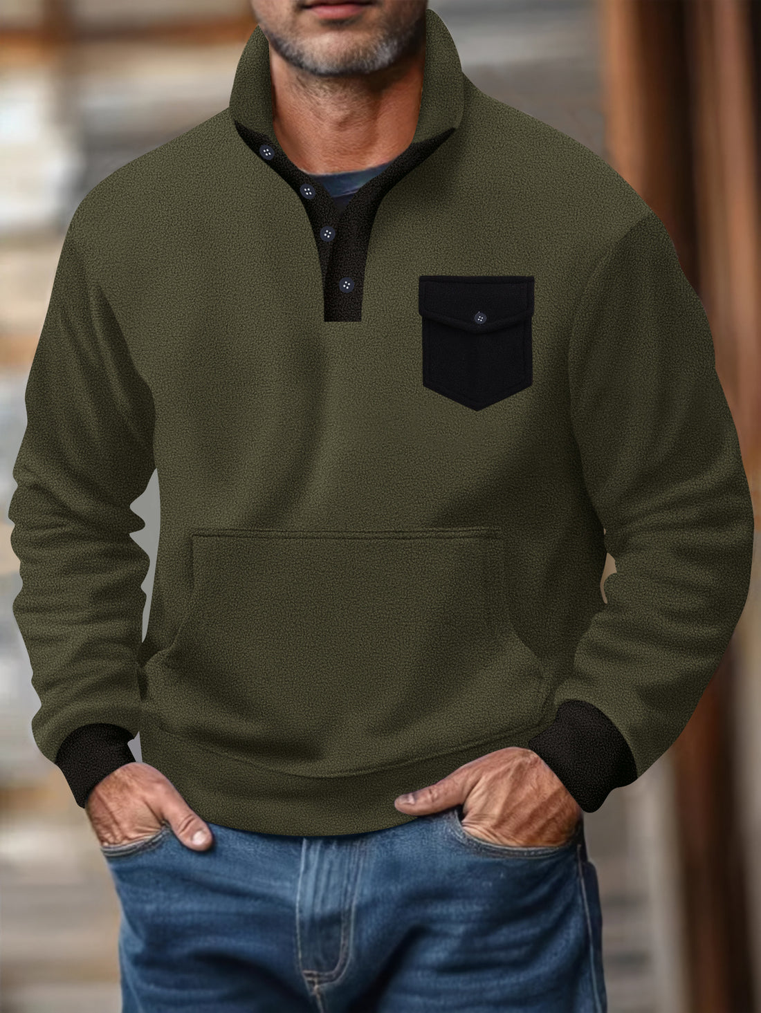 Herren lässiger Pullover mit funktionaler Brusttasche – Norvane