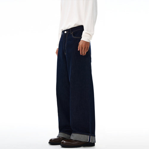 Herren Extraweite Denim-Palazzohose mit hoher Taille und verlängertem Saum Echo Archiv