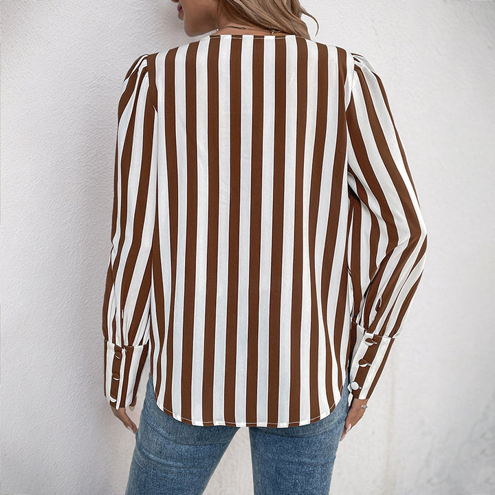 Damen Elegante gestreifte Bluse mit Knopfdetails Echo Archiv
