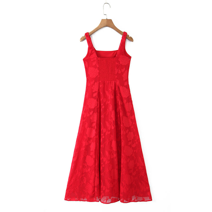 Damen Maxikleid mit floralem Reliefmuster und eleganten Trägern Echo Archiv