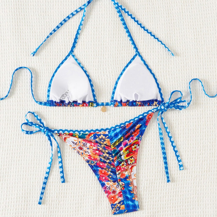 Damen Triangel-Bikini mit floralem Muster und Raffungen Echo Archiv