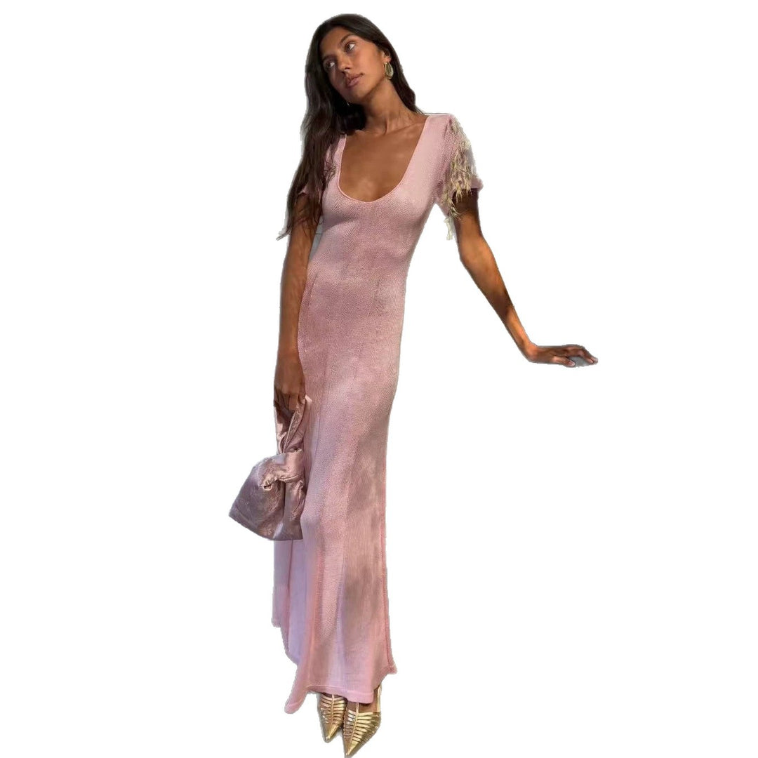 Damen elegantes figurbetontes Maxikleid mit V-Ausschnitt Echo Archiv