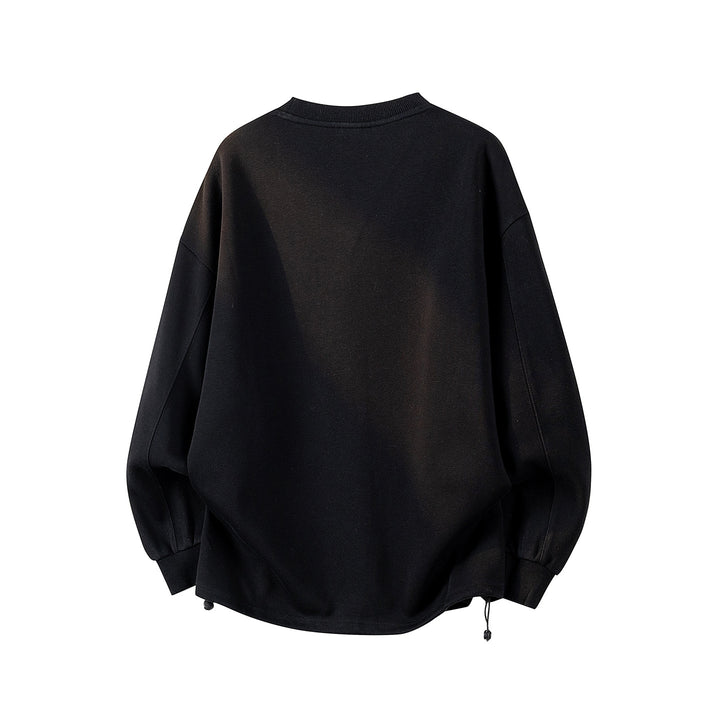 Damen Oversize-Sweatshirt mit gesticktem Schriftzug, abgerundetem Saum & überschnittener Schulter Echoarchiv