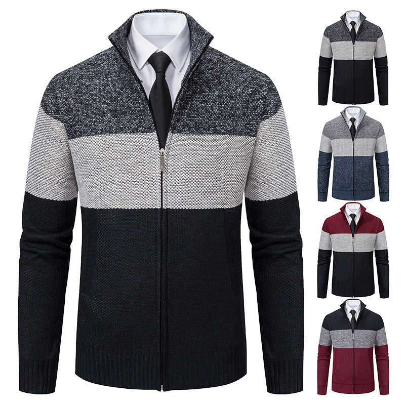 Herren modische Strickjacke mit hohem Kragen und modernem Reißverschluss Echoarchiv