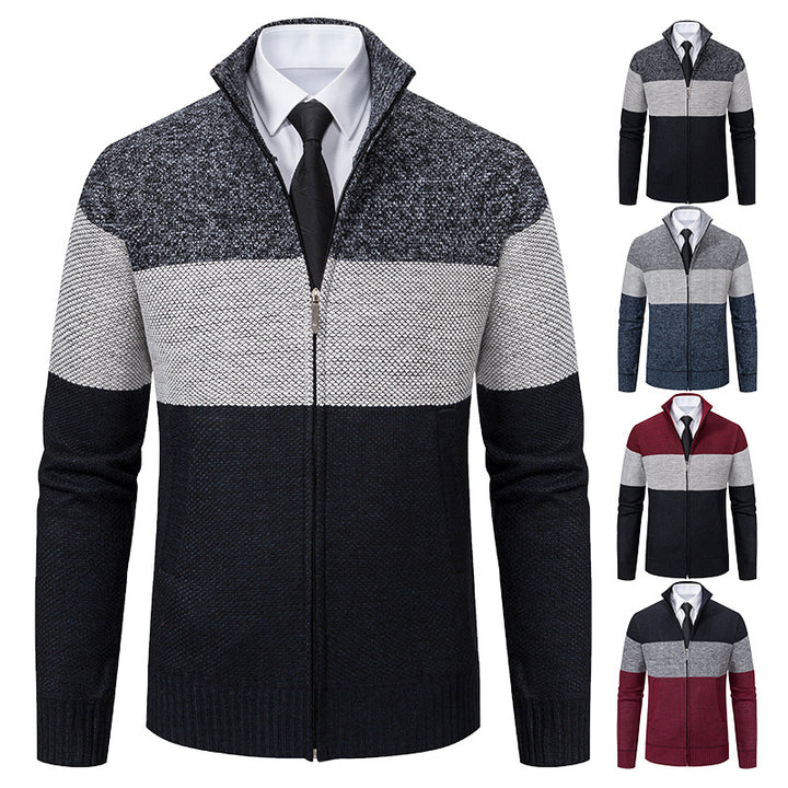 Herren modische Strickjacke mit hohem Kragen und modernem Reißverschluss Echoarchiv