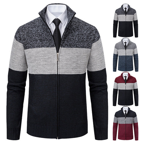 Herren modische Strickjacke mit hohem Kragen und modernem Reißverschluss Echoarchiv