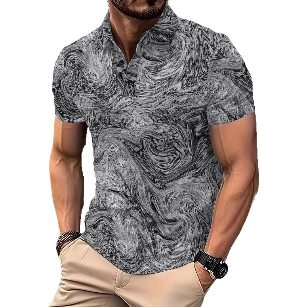 Herren Kurzarm Poloshirt mit innovativem Wellenmuster Echoarchiv