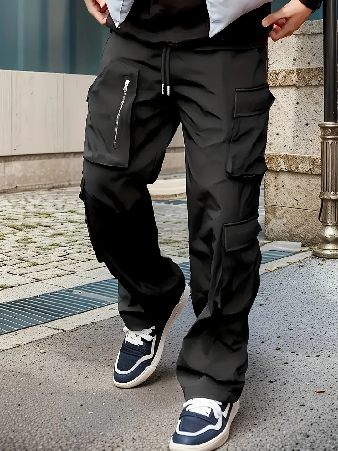 Herren Multifunktionale Cargohose mit großen Klapp‑ und Reißverschlusstaschen sowie Kordelzug Echo Archiv