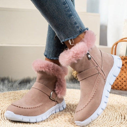 Damen Gefütterte Winterstiefel mit komfortablem Reißverschluss und dekorativer Schnalle Echoarchiv