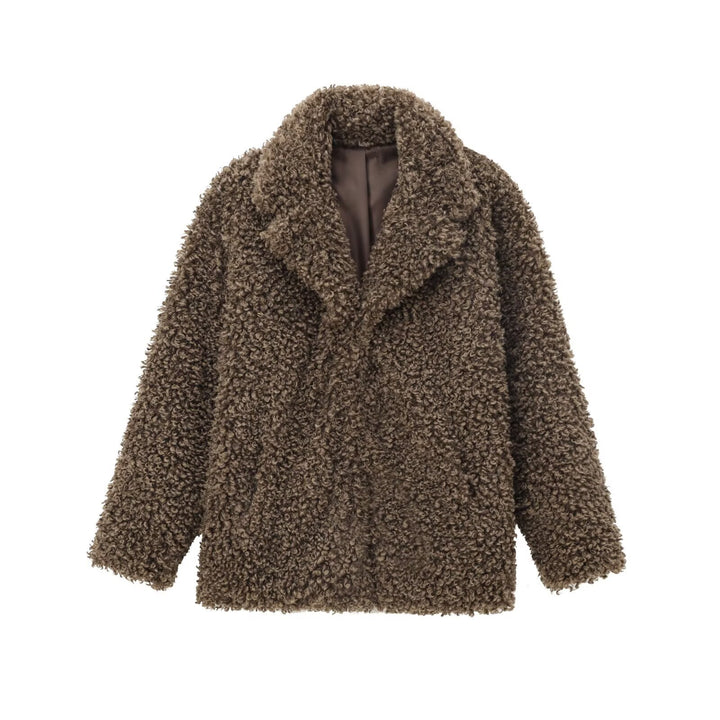 Damen 70+ kuscheliger Teddy‑Mantel mit Reverskragen und weichem Kunstfell Echo Archiv