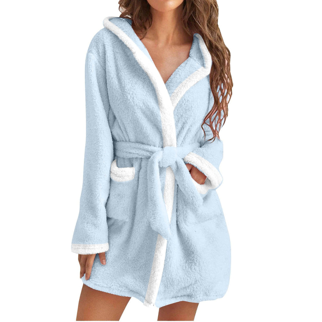 Damen kuscheliger Fleece-Bademantel mit Kapuze und Taschen Echoarchiv