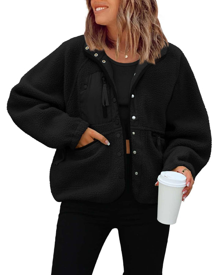 Damen kuschelige Fleecejacke mit praktischen Taschen Echoarchiv
