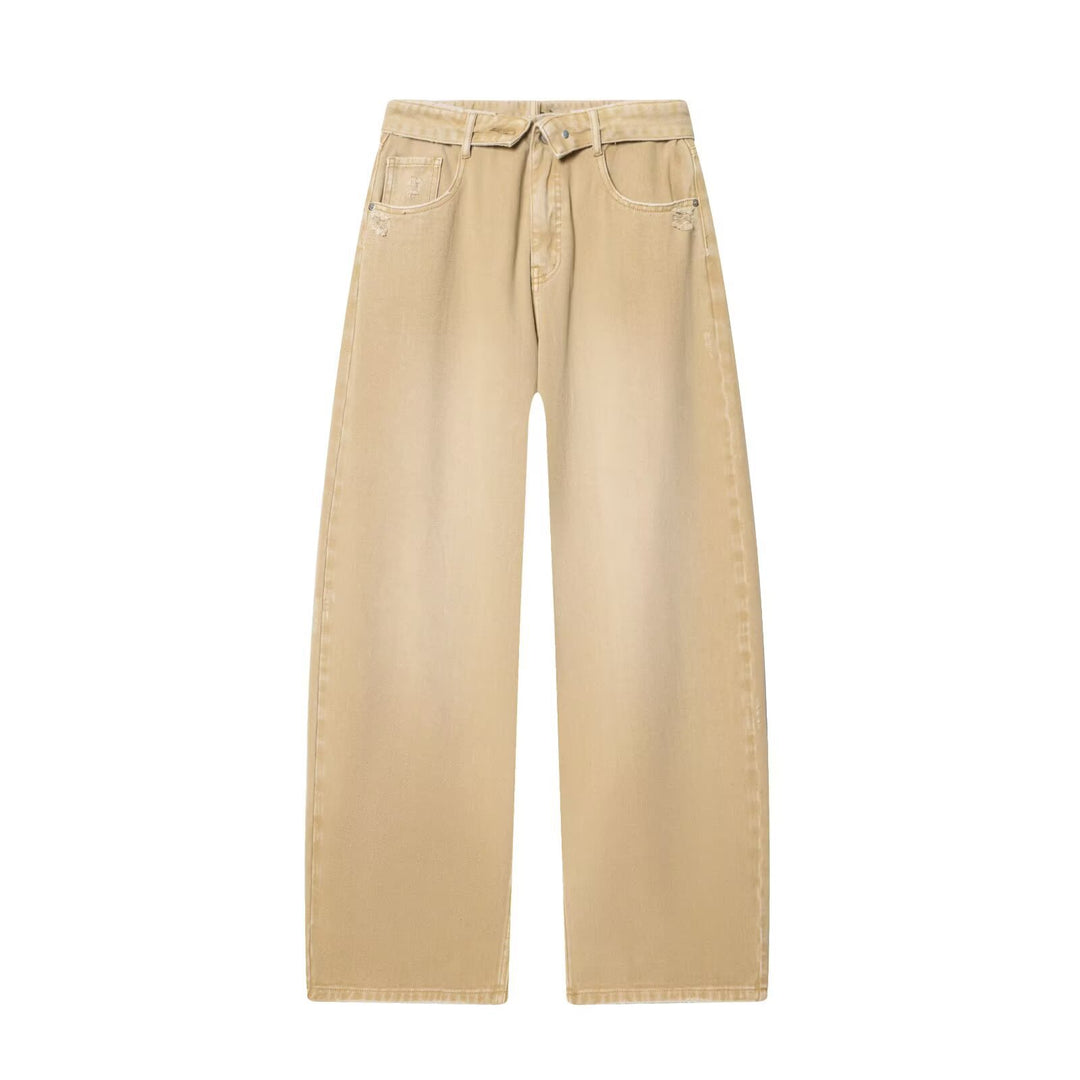 Damen Taillenhohe Jeans mit weitem Bein und Used-Waschung Echo Archiv