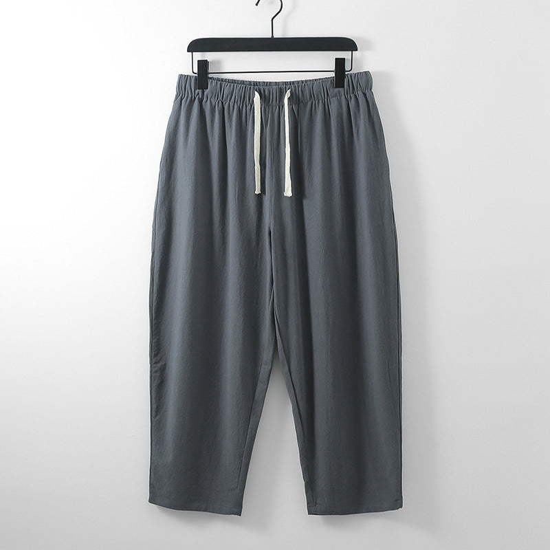 Unisex Leichte Baumwoll-Leinen Freizeithose mit elastischem Bund und Tunnelzug Echoarchiv
