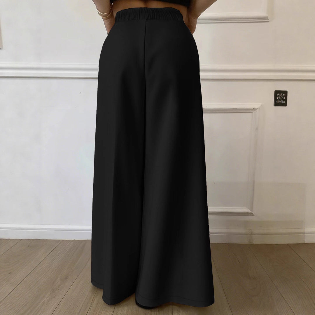Damen Palazzo‑Hose mit hohem Elastikbund, weitem Bein und Seitentaschen – Avélisse