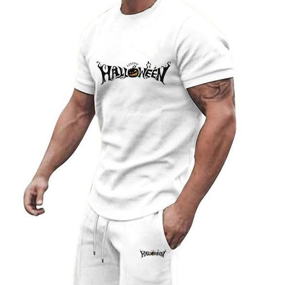 Herren lässiges Halloween-Set mit T-Shirt und Shorts Echoarchiv